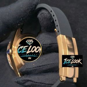 Reloj Mecánico con Bisel de Diamantes, Esfera Dorada, Correa Negra, Reloj de Pulsera Analógico con Acentos de Diamantes de Imitación, Joyería de Moda - Product Image 4