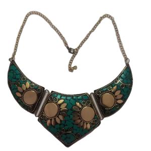 2024 moda nueva moda latón collar conjunto pendientes venta al por mayor mosaico trabajo Rawat artesanías NK-070524A Acero inoxidable religioso - Product Image 1