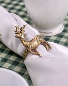 Handcrafted Metal Reindeer Napkin Rings Luxury Holiday <b>Table</b> Decor For Family Christmas Dinner <b>Parties</b> - Product Image 3