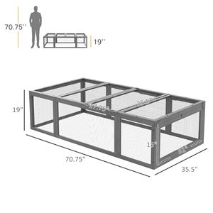 Grand enclos à lapins en bois gris avec portes verrouillables, habitat pour petits animaux, enclos extérieur - Product Image 2