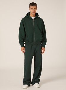 Men's Hooded <b>Zipper</b> <b>Sweatshirt</b> Solid Green Casual Regular Fit Polyester/Cotton Fleece Digital Printing Anti-Pilling Autumn Wear - Product Image 2