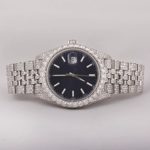 Reloj de pulsera analógico de lujo con caja poligonal de acero inoxidable de 41 mm, esfera con diamantes de moissanita, cristal de zafiro, indicador de fecha, unisex. - Product Image 4