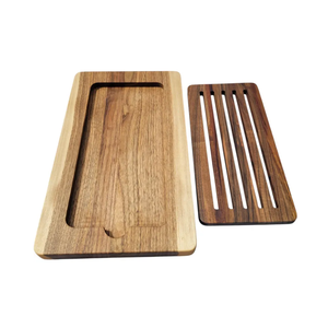 Bandeja de pan rectangular de madera de acacia de alta calidad con recogedor de migas, procedente de Vietnam. - Product Image 2