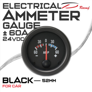 เครื่องวัดไฟฟ้า52มม. อเนกประสงค์สำหรับมาตรวัดมิเตอร์อัตโนมัติ24V VDC +-60A IP65หน้าปัดสีดำกันน้ำเลนส์แบนขอบดำจอแสดงผลใหม่ - Product Image 2