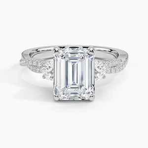 แหวน BOJ รุ่น 0141 ทรง Emerald Cut เงินแท้ 925 ประดับเพชรโมอิสซาไนต์ 2 กะรัต สี D ความสะอาด VVS1 ดีไซน์หรูหราแบบสามเม็ด ตัวเรือนเงินแท้ พร้อมใบรับรอง GRA ลดราคา - Product Image 1