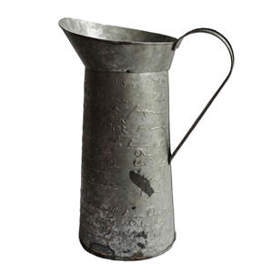 Artisan Metal Flower <b>Pot</b> Vessel With Handle <b>Grey</b> Color for <b>Indoor</b> Decoration at Discounted Price by Indian Supplier - Product Image 1