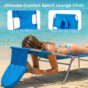 Chaise longue pliable réglable avec sangles de transport et poche latérale pour le camping et la terrasse - Product Image 3