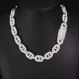 Collar de Cadena Cubana Iced Out de Plata de Ley 925 con Moissanita al por Mayor para Hombres, Joyería Hip Hop para Eventos de Moda - Product Image 1