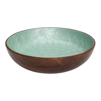 Nouveau Bol à Salade Tendance Haut de Gamme en Bois Naturel Fait Main avec Impression Émail Décorative, Bol de Service Rond, Taille et Forme Personnalisables
