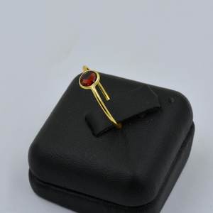 New Arrival Garnet Checker Cut Gemstone 7mm Round Bezel Setting Brass <b>Ring</b> For Womens Handmade Fashionable Jewelry Suppliers - Product Image 4