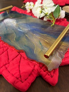 ถาดเสิร์ฟเรซิ่นอีพ็อกซี่สุดหรู ทำมือ ถาดตกแต่งโต๊ะกาแฟ - Product Image 3