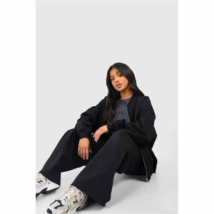 Conjunto de 2 Piezas para Mujer, Sudadera con Capucha y Cierre y Pantalones Deportivos, Color Sólido, Corte Holgado, Chándal Informal para Todas las Temporadas - Product Image 1