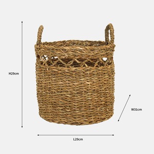 Panier rond en jonc de mer à tressage ouvert, fait main, pour rangement, vente en gros, écologique, fabriqué au Vietnam - Product Image 2