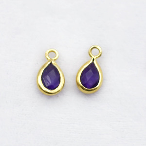 Natural Amethyst Pear Pendant Gold Plated Bezel <b>Set</b> Charm Birthstone Earring Wholesale Jewelry Connector Sold Per <b>Pc</b> - Product Image 2