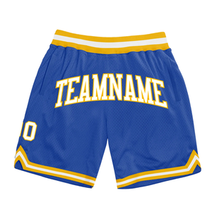 Shorts de basket-ball en maille sublimée bleu royal et jaune pour hommes, vêtements de sport légers en polyester, shorts de match d'équipe, vêtements de compétition - Product Image 1
