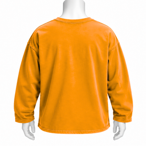 เสื้อยืดแขนยาวสีส้มแบบกลับด้าน ผ้าคอตตอนหนา ทรงโอเวอร์ไซส์ ไหล่ตก ทรงหลวม สไตล์วินเทจ ยูนิเซ็กส์ สตรีทแวร์ แฟชั่น - Product Image 2