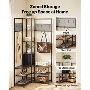 Appendiabiti autoportante da 70,9 pollici con struttura in acciaio, scarpiera angolare e organizer per vestiti e scarpe - Product Image 2