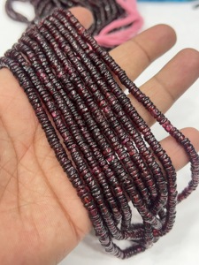 Cuentas de Piedras Preciosas de Alta Calidad para la Elaboración de Joyería, 17 Pulgadas, Granate Rojo Natural, Forma de Neumático Heishi Lisa, Tamaño 6-7 mm - Product Image 3