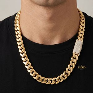 18K Gold Cuban Link <b>Necklace</b> Diamond Clasp Luxury <b>Statement</b> Chain <b>Necklace</b> Premium Fine Jewelry - Product Image 4