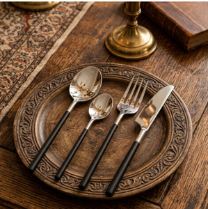 Cuchara, Tenedor y Cuchillo de Acero Inoxidable con Recubrimiento de Polvo Negro, Duraderos, Resistentes al Óxido, Aptos para Lavavajillas, Color Plateado, para Restaurante - Product Image 6