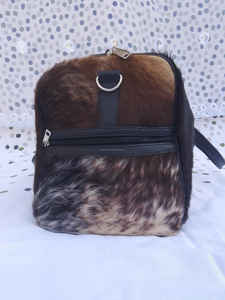 Sac de voyage décontracté de luxe en cuir véritable avec fourrure, idéal pour le week-end, avec fermeture éclair, portable LHDB-0158 - Product Image 6