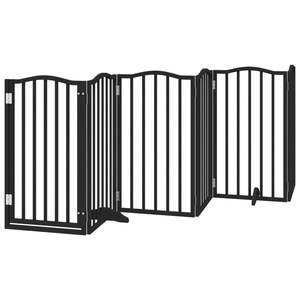 Barrière pliable pour chien à 6 panneaux avec porte, 118,1 pouces, en bois de peuplier noir, barrières et enclos pour animaux de compagnie - Product Image 2
