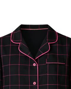 ชุดนอนผ้าคอตตอนเนื้อนุ่มใส่สบายมีกระดุมสีดำสีชมพู - Product Image 5