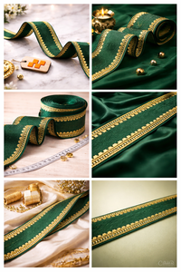 Encaje Bordado de Lujo Verde de 38 mm, Adorno Decorativo Duradero para Prendas, Bolsos y Manualidades - Product Image 5