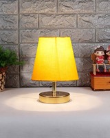 Lampe de table en tissu doré avec support d'abat-jour et base en métal, lampe de bureau pour la décoration de la maison ou un anniversaire