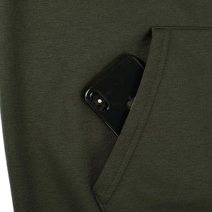 Ensemble de survêtement vert olive en gros, avec sweat à capuche zippé en polaire et pantalon de jogging, capuche contrastante, vêtements de sport décontractés pour le quotidien - Product Image 5
