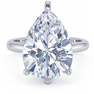 Bague de fiançailles de luxe plaquée rhodium avec diamant naturel taillé en poire de 2,50 carats, certifié IGI, pour mariage et fête - Product Image 4