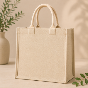 Sac de courses en jute naturel moyen, écologique, réutilisable, avec fermeture à bouton, style tendance, sac promotionnel - Product Image 5