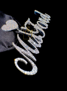 Customizable icy 925 Silver Cursive <b>Name</b> <b>Necklace</b> Heart Bail Moissanite Diamond <b>Pendant</b> Rhodium Romantic Style Personalized Gift - Product Image 2