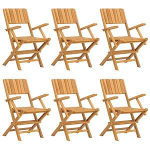Juego de 6 Sillas Plegables de Madera de Teca Sólida, Muebles de Exterior de Teca Estándar - Product Image 2