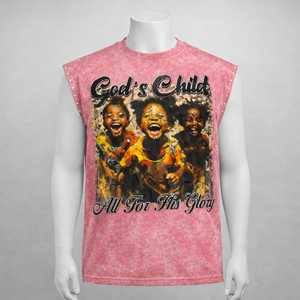 Chaleco personalizado para hombre, camiseta sin mangas con estampado gráfico, de algodón desgastado y rasgado. - Product Image 3