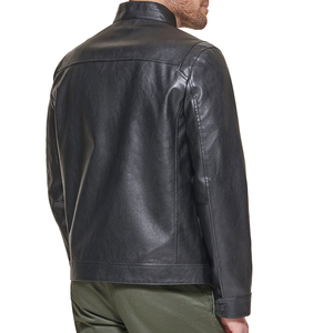 Custom Logo Men's Genuine Leather Biker Jacket Black Stand Collar Zipper Closure Regular Fit Moto Style Autumn Wear - Product Image 4