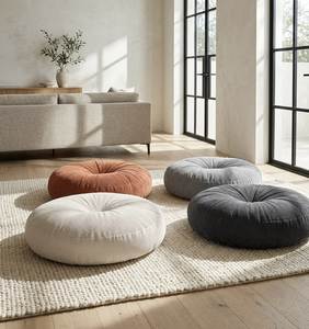 <b>Round</b> Knitted Floor Pillow Solid Color Organic Cotton Filling Removable Washable Seat <b>Cushion</b> for Indoor Use - Product Image 1