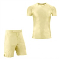 Ensemble Rash Guard à Manches Courtes pour Homme, T-shirt de Compression et Short à Séchage Rapide, 100% Polyester, Kit Sportif, Prix de Gros