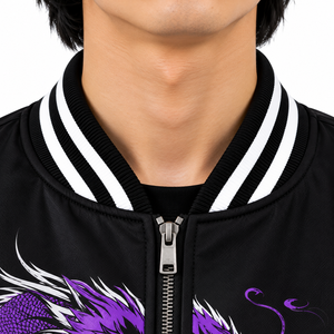 <b>Men</b>’s Black Purple Dragon Print Bomber Jogger <b>Set</b> Custom tracksuit Streetwear Sportswear - Product Image 5