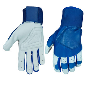 Gants de frappe en cuir bleu respirants avec fermeture auto-agrippante unisexe pour adultes, entraînement, ambidextres, doigts entiers - Product Image 2