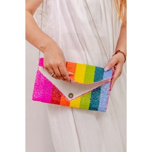 LW Fashionable Bead Cross Body Banjara Purse <b>Chain</b> Clutch Handbag for Summer Weddings Bride's <b>Name</b> Bag Comfortable Shoulder Bag - Product Image 3