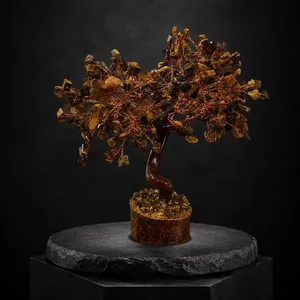 Wholesale Tiger Eye <b>Crystal</b> <b>Tree</b> 300 Beads Handmade Spiral Gemstone Bonsai 7–9 Inch Decor - Product Image 4