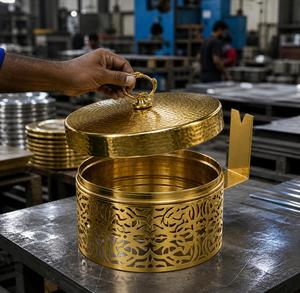 Hot Selling Unique Design <b>Serving</b> <b>Dish</b> Gold <b>Set</b> Dry Fruits Bowl Plate for Home Restaurant Hotel-New Model <b>Dishes</b> - Product Image 1