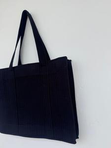 Bohemian Quilted Black Cotton <b>Tote</b> Bag Long Handles <b>Zip</b> Open Top for Shopping Travel Beach Private Label Manufacturer - Product Image 2