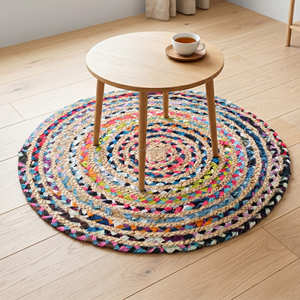 Tapis rond en jute de luxe avec bordure tressée artisanale pour collections d'intérieur haut de gamme - Product Image 5