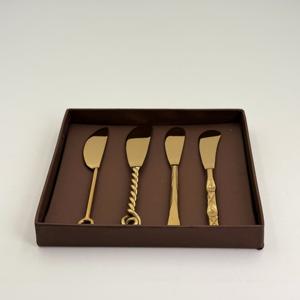 Ensemble de couverts à fromage en acier inoxydable, design moderne torsadé et manche varié, pour enfants et mariages, passe au lave-vaisselle - Product Image 3