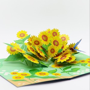 การ์ดป๊อปอัพ 3 มิติ คอลเลกชันดอกทานตะวันหลากสี การ์ดอวยพร 3 มิติ การ์ดอวยพรทำมือ งานฝีมือกระดาษ การ์ดอวยพรทำมือ - Product Image 2