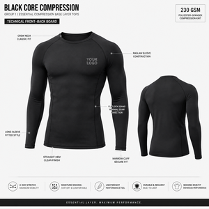 Wholesale Bulk Supplier Custom Logo Breathable Eco-Friendly Quick Dry <b>Long</b> <b>Sleeve</b> <b>Base</b> <b>Layer</b> Shirt Ribbed Cuff Hem Thermal - Product Image 1