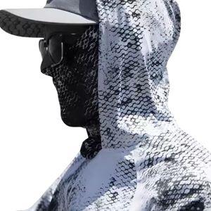 Haut de pêche à capuche pour homme UPF 50 avec protection faciale, manches longues, séchage rapide, respirant, pour activités de pêche en extérieur, performance personnalisée - Product Image 4