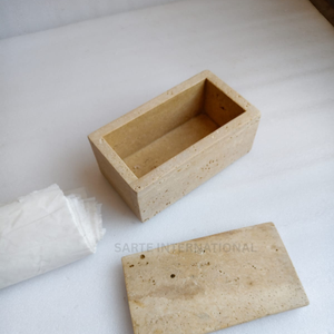 Stylish marble tissue <b>box</b> cover luxury travertine tissue holder premium bathroom <b>vanity</b> organizer modern home decor accessory - Product Image 5